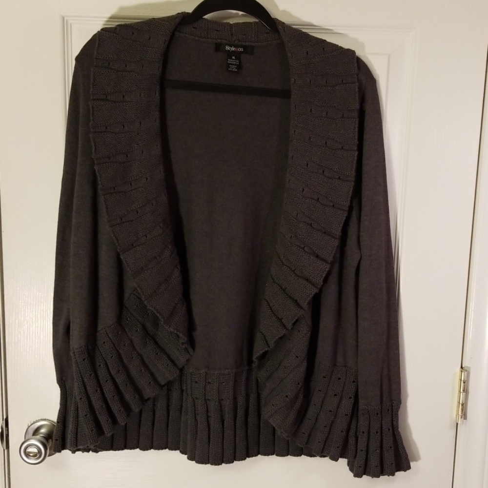 Sweater, Ruffled, Gray by Style & Co, XLG
